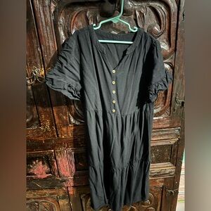 Chic Black Button-Front Kids Dress